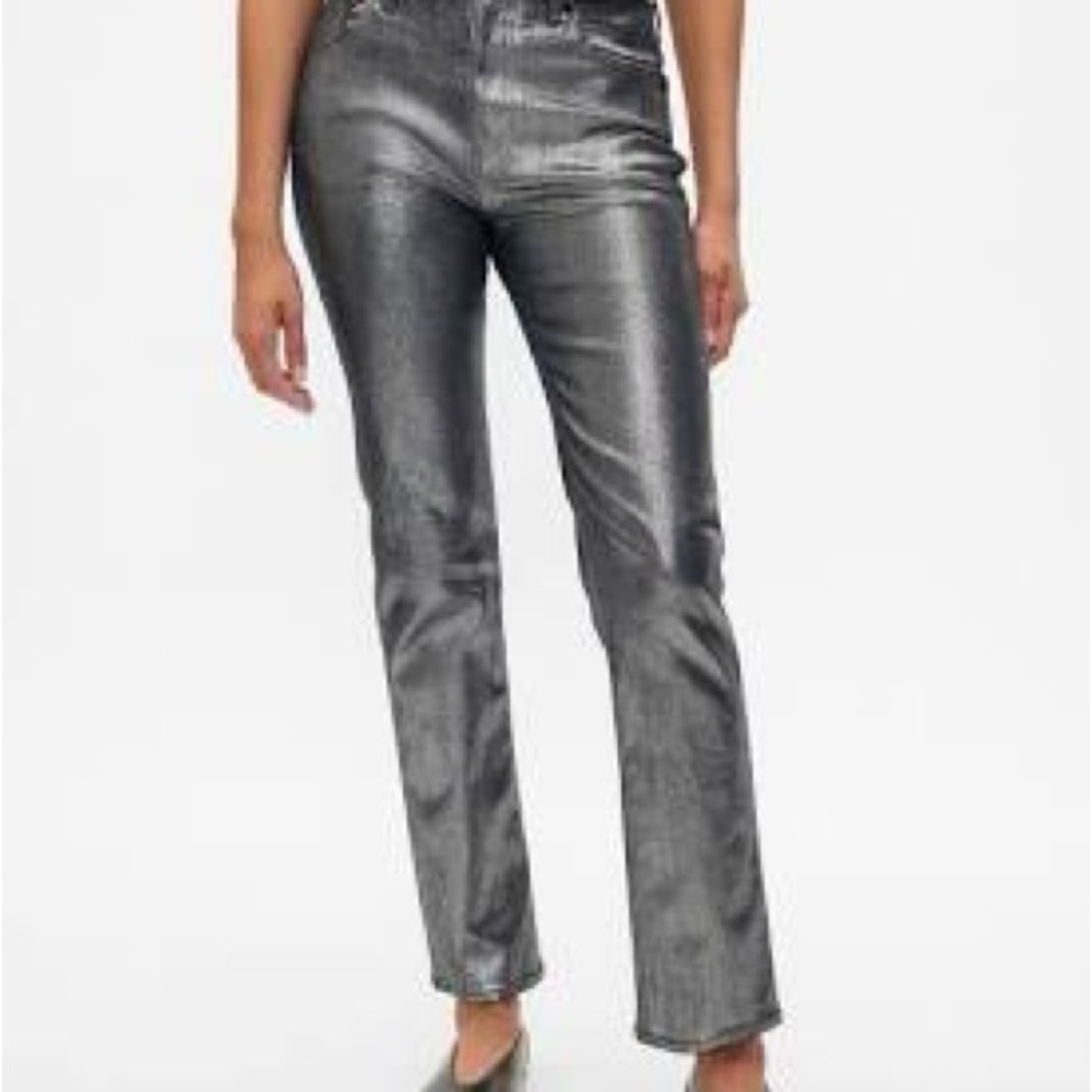 GAP 90s straight silver foil jeans